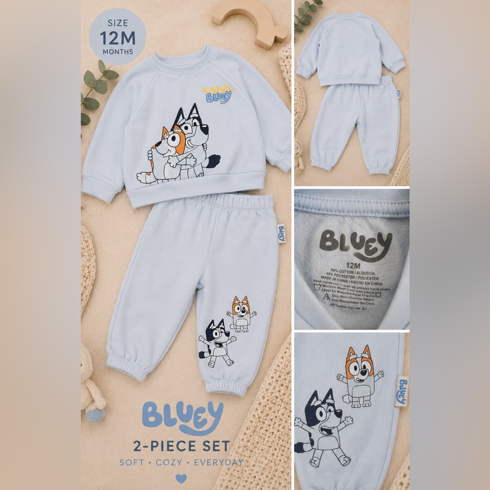 Bluey Light Blue Kids Matching Set - Bluey 2-Piece Outfit